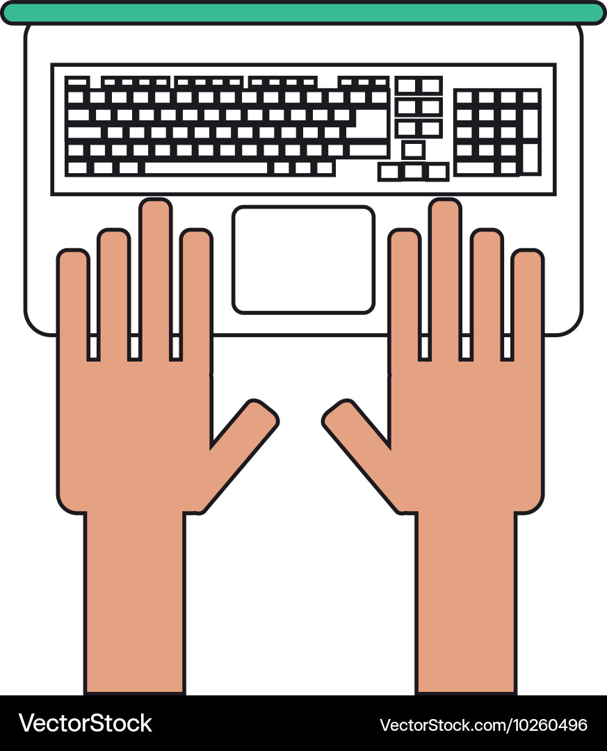 Hands and laptop icon Royalty Free Vector Image