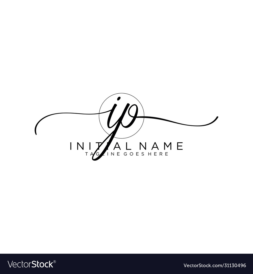 Ip initial handwriting logo with circle template Vector Image