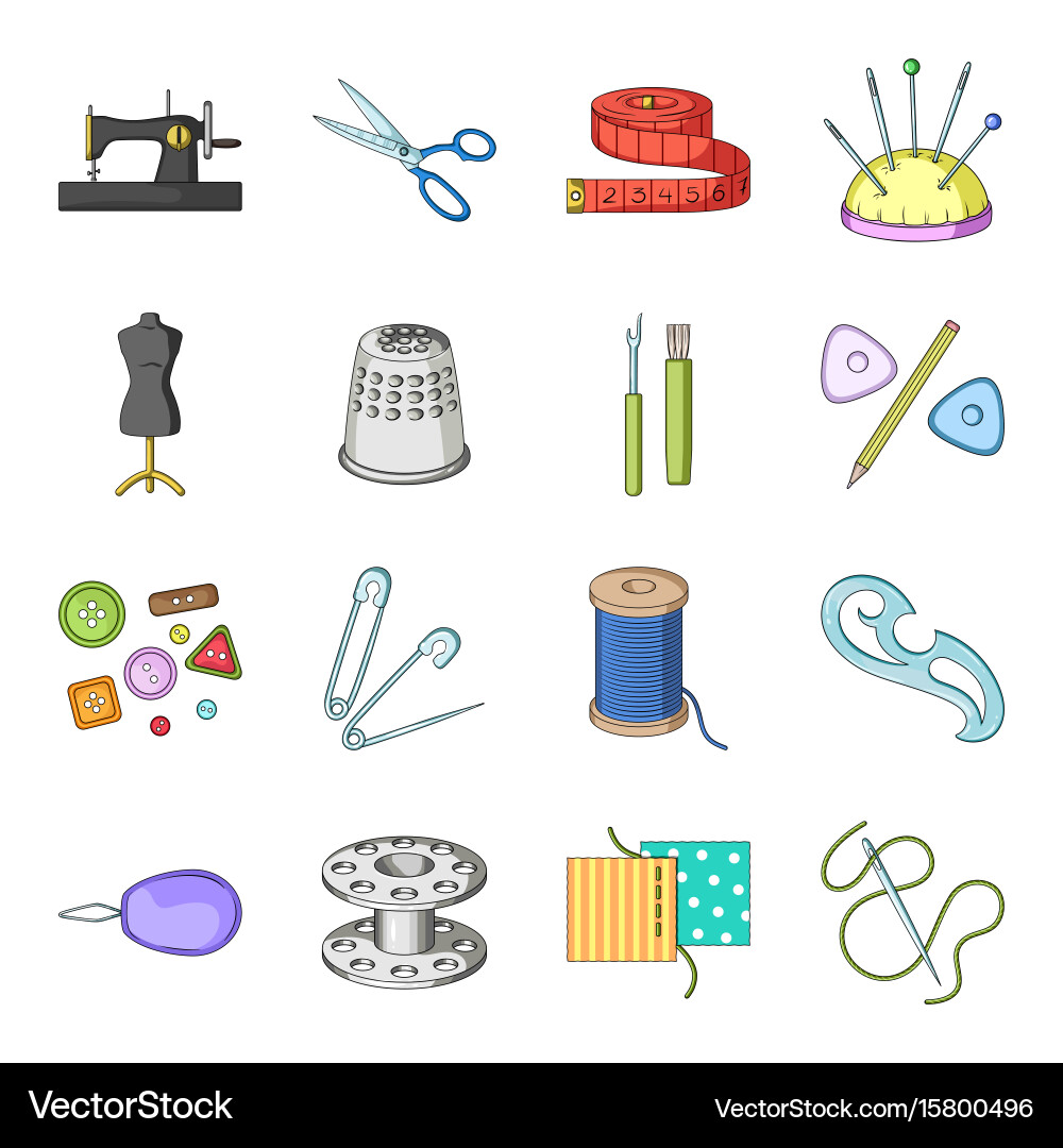 Machine Sewing Scissors And Other Sewing Vector Image
