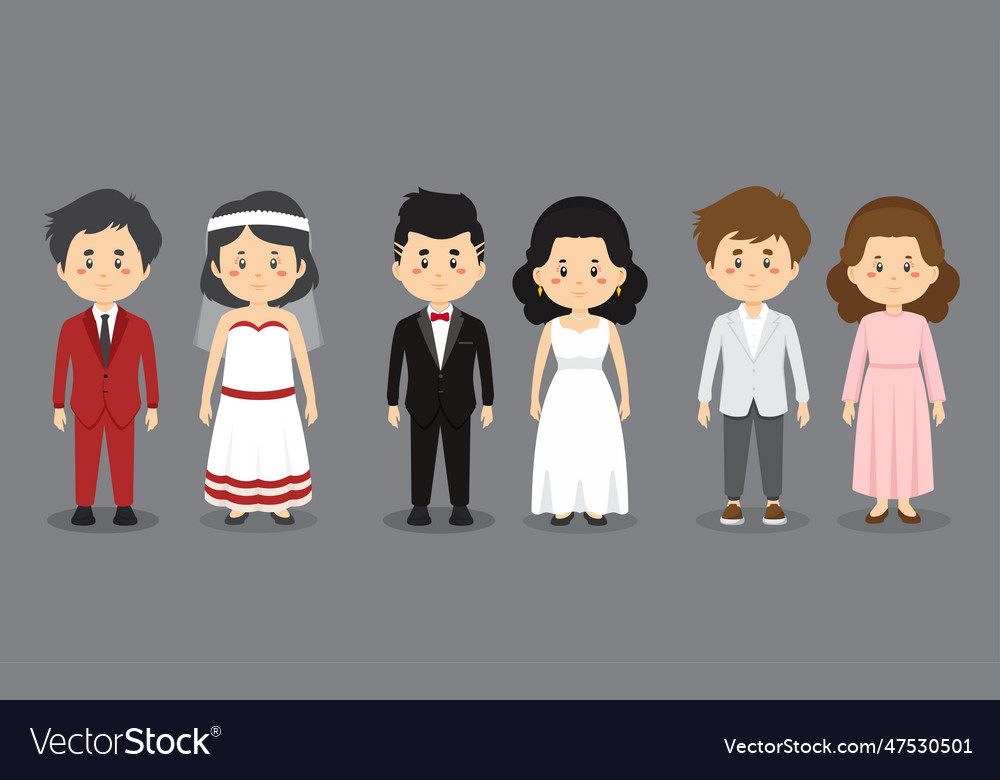 A set couple character with wedding outfit Vector Image