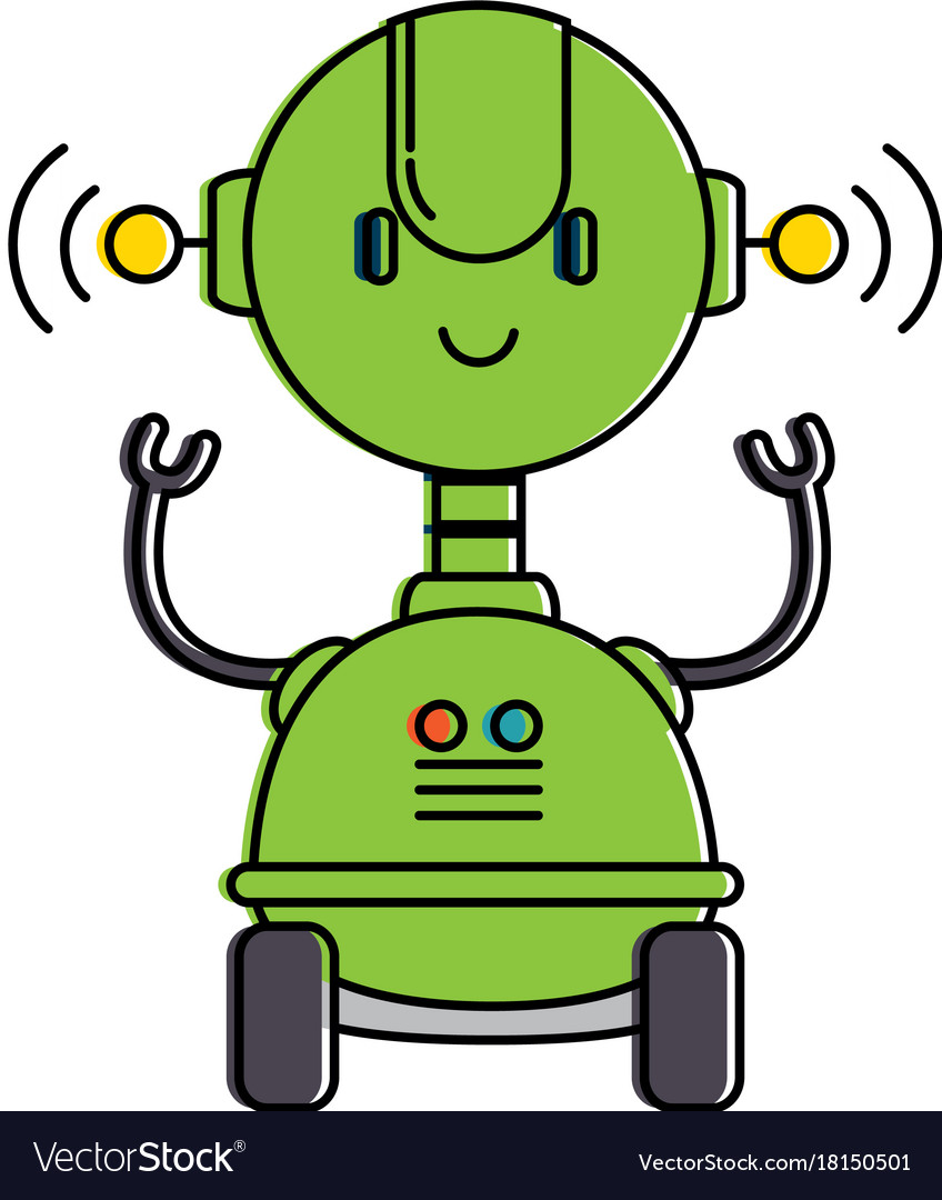 Electronic robot with wheels Royalty Free Vector Image