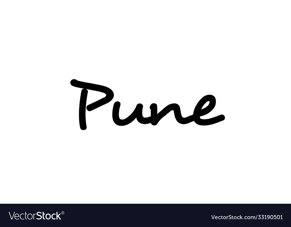 Pune city handwritten word text hand lettering Vector Image