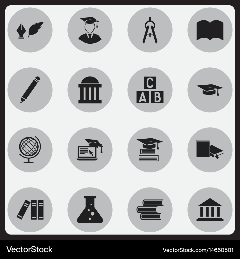 Set of 16 editable graduation icons includes Vector Image