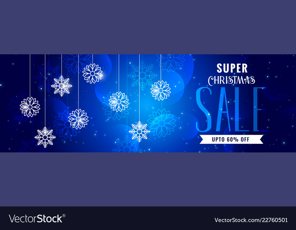 Shiny christmas sale blue banner design vector image Shiny christmas sale blue banner design