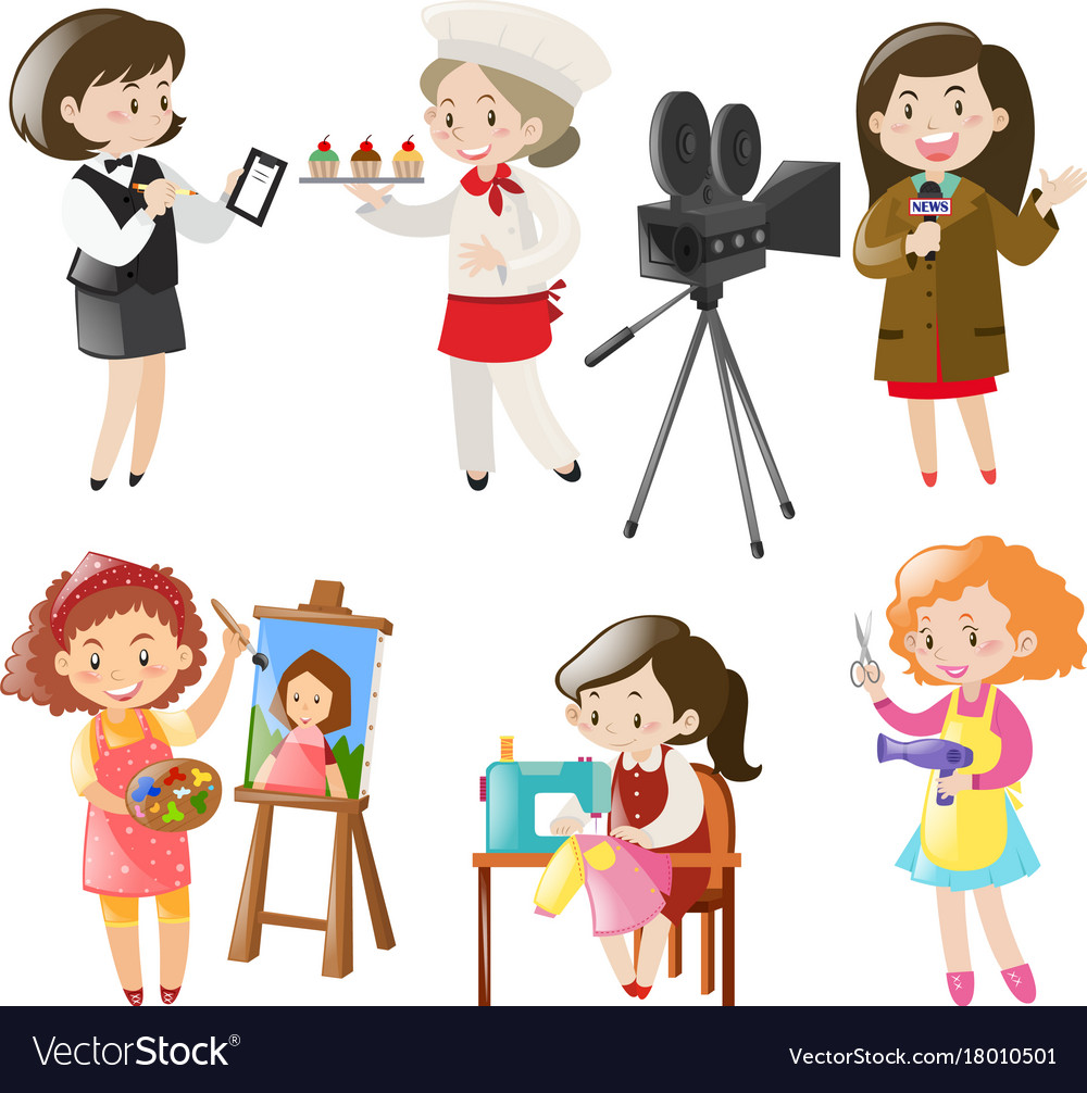 Women doing different kinds jobs royalty free vector image