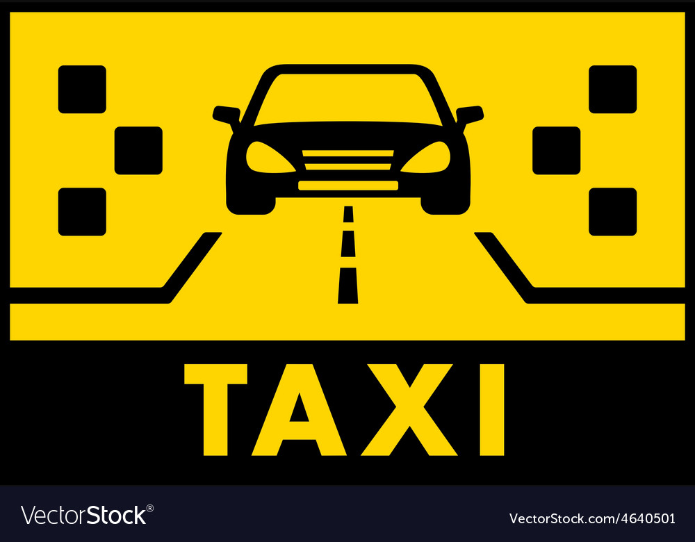 Yellow taxi background with cab on road Royalty Free Vector