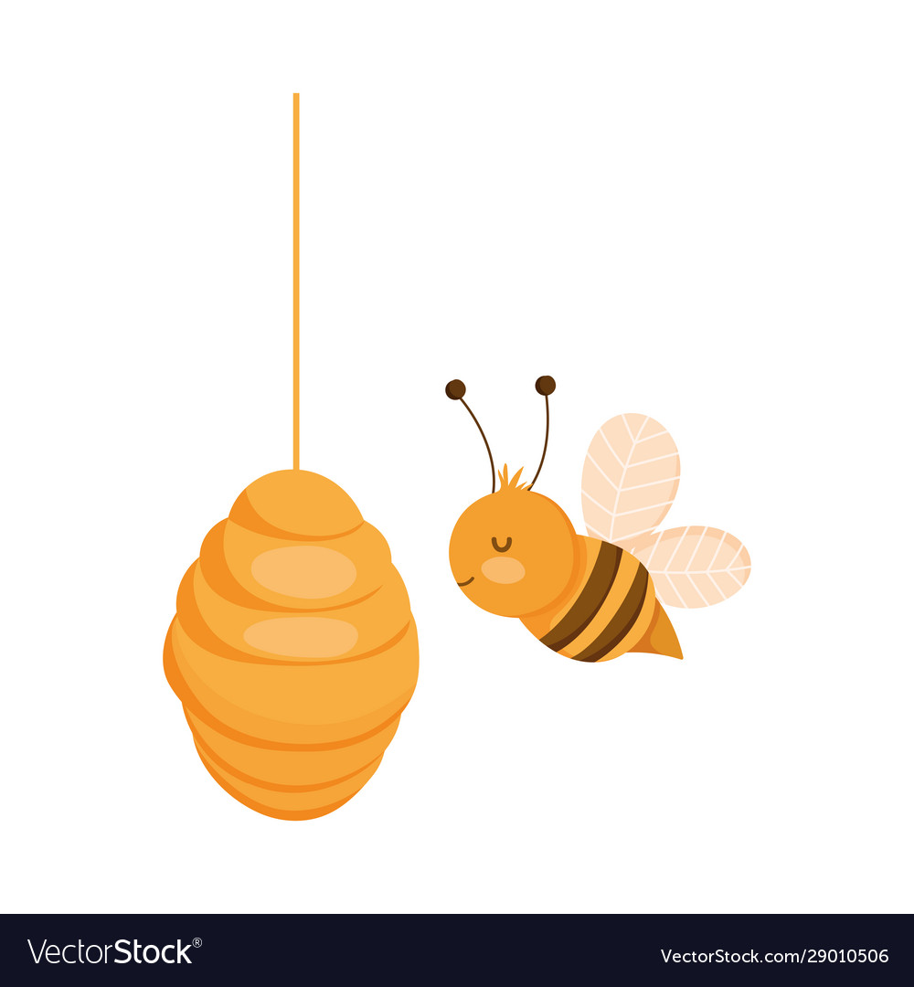 Bee honeycomb farm animal cartoon Royalty Free Vector Image