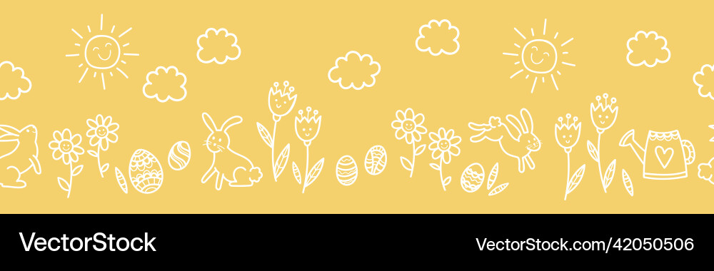 Cute hand drawn easter seamless pattern Royalty Free Vector