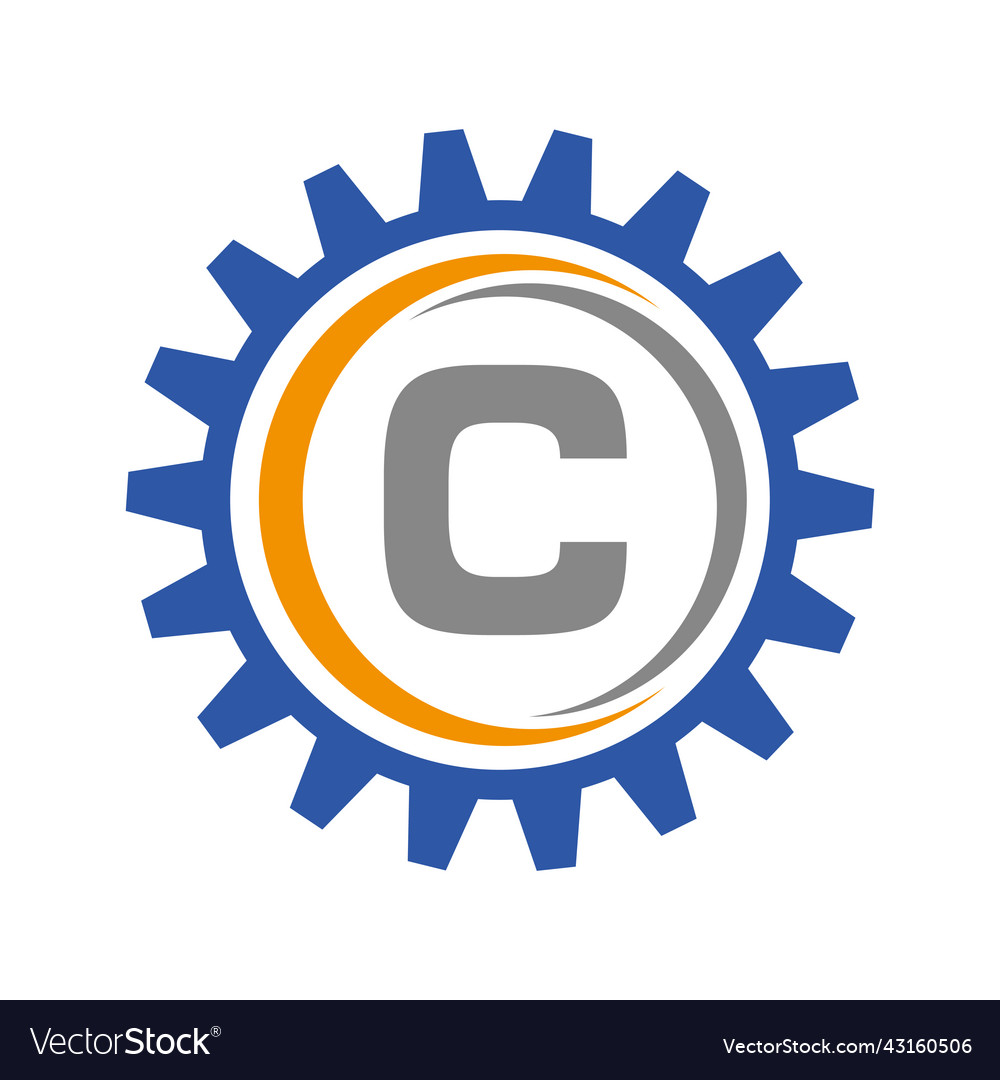 Letter c gear logo design template automotive Vector Image