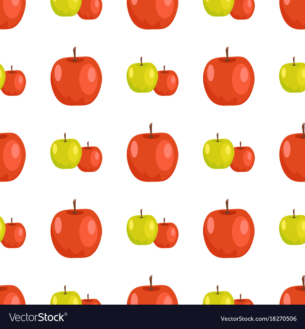 Red and green apples seamless pattern tasty fruits