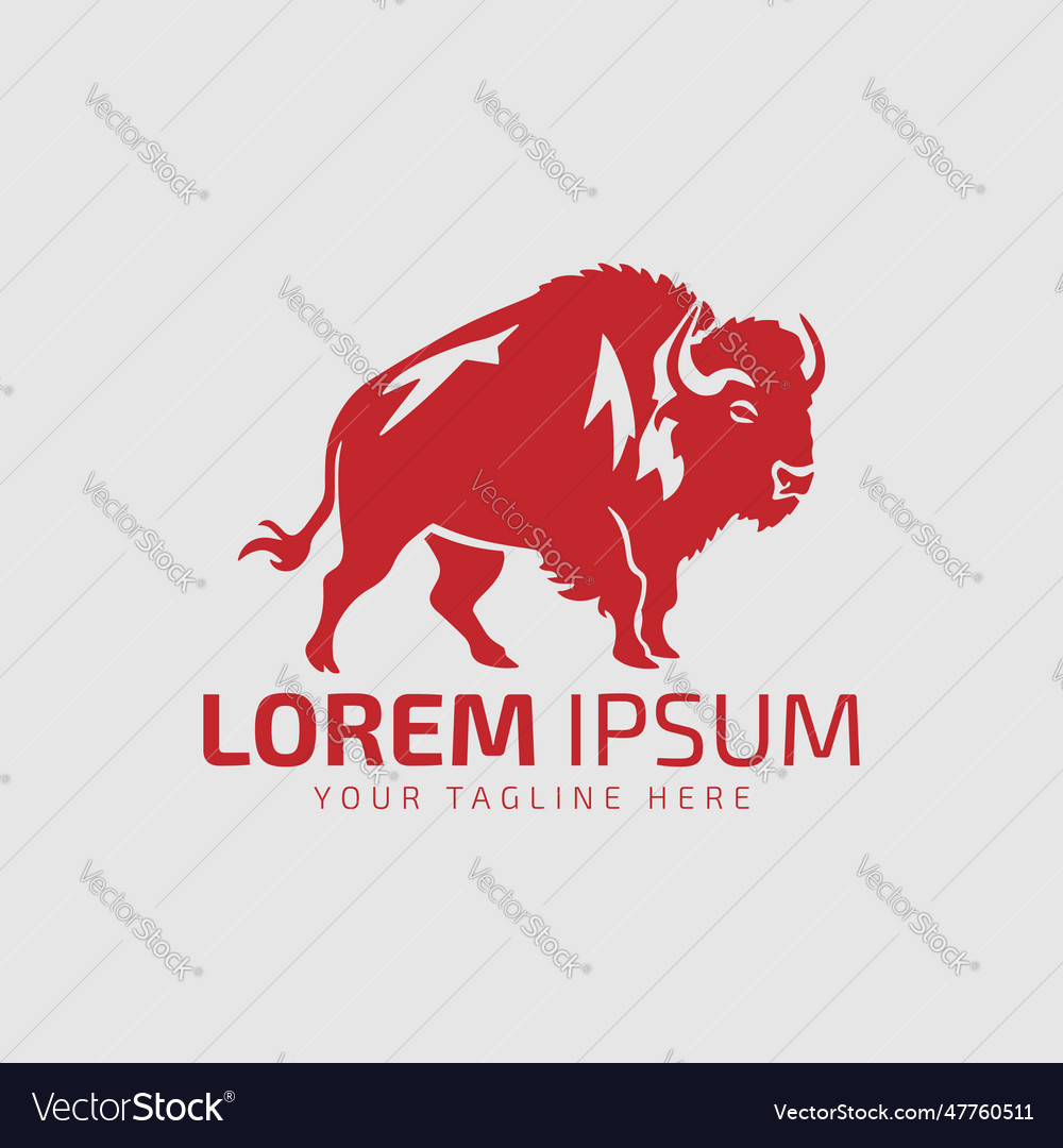 Bull logo icon silhouette bison ox logo symbol Vector Image