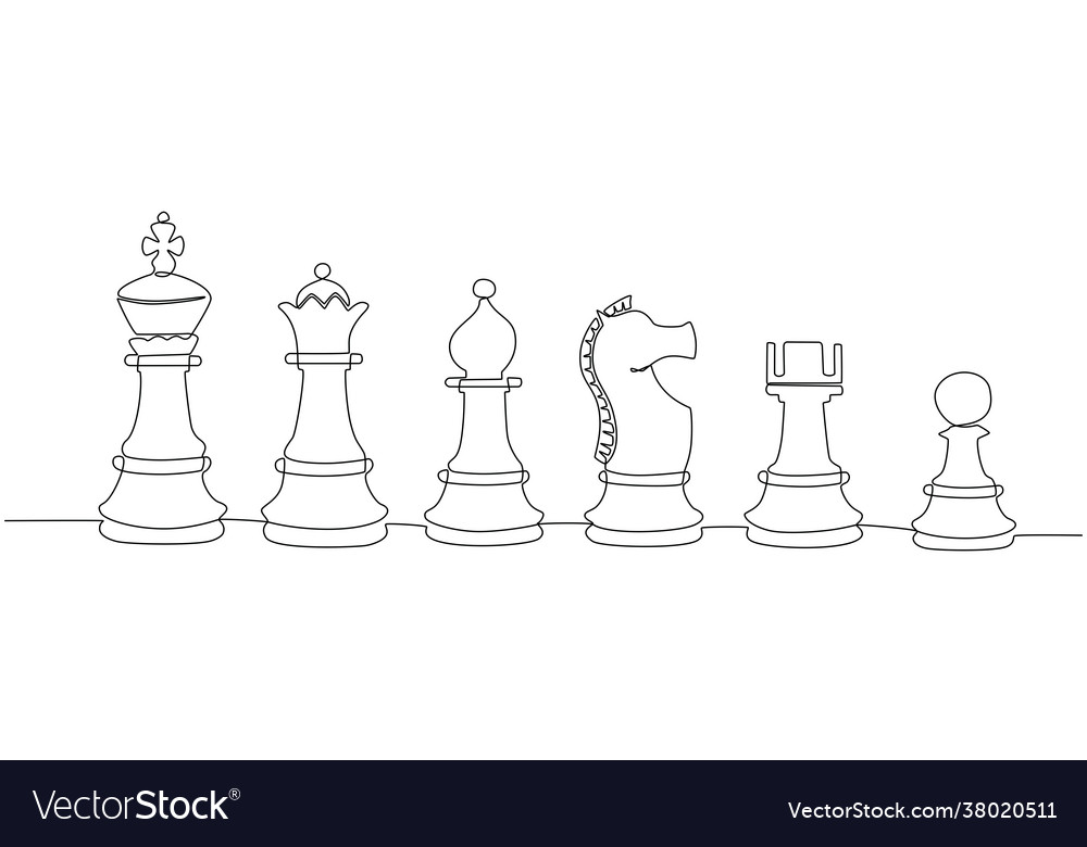 Continuous line drawing Chess pieces king Vector Stock Vector