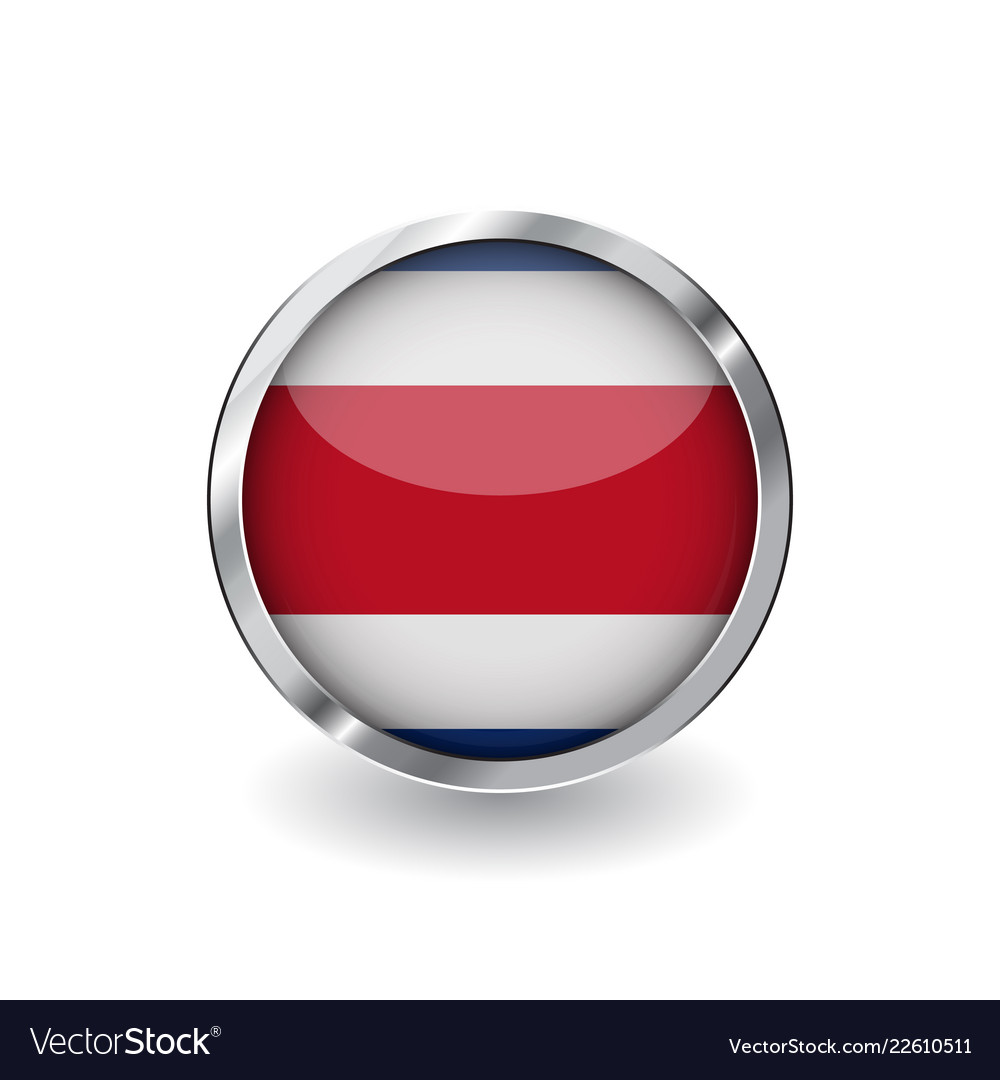 Flag of costa rica button with metal frame Vector Image