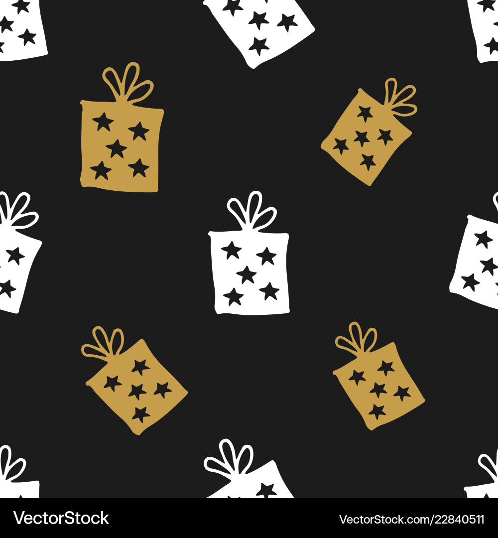 Gift seamless pattern hand drawn boxes Royalty Free Vector