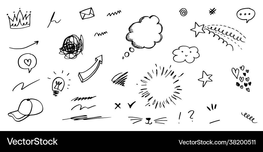 Hand drawn set curly swishes swashes swoops Vector Image