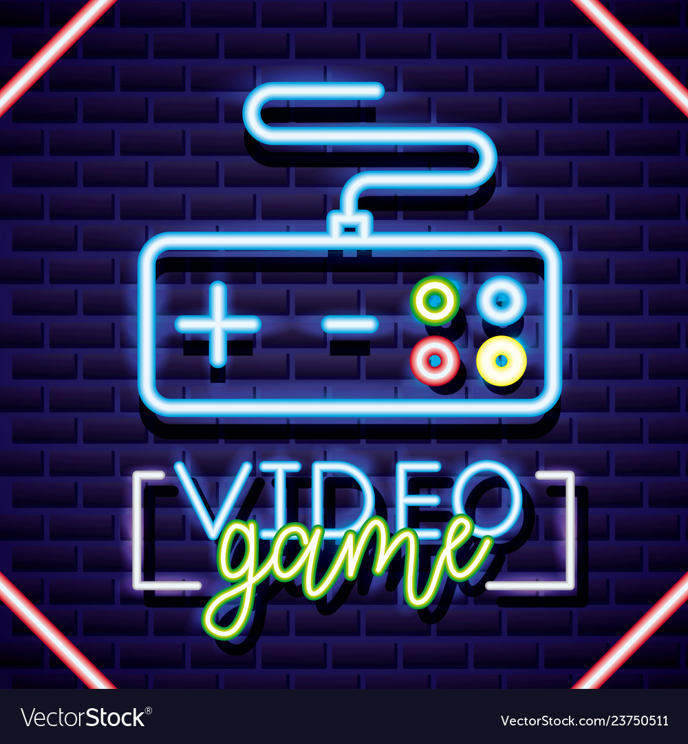 Neon video games Royalty Free Vector Image - VectorStock