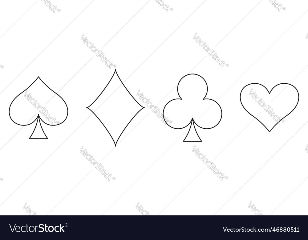 Playing card suit outline symbol set - four shapes