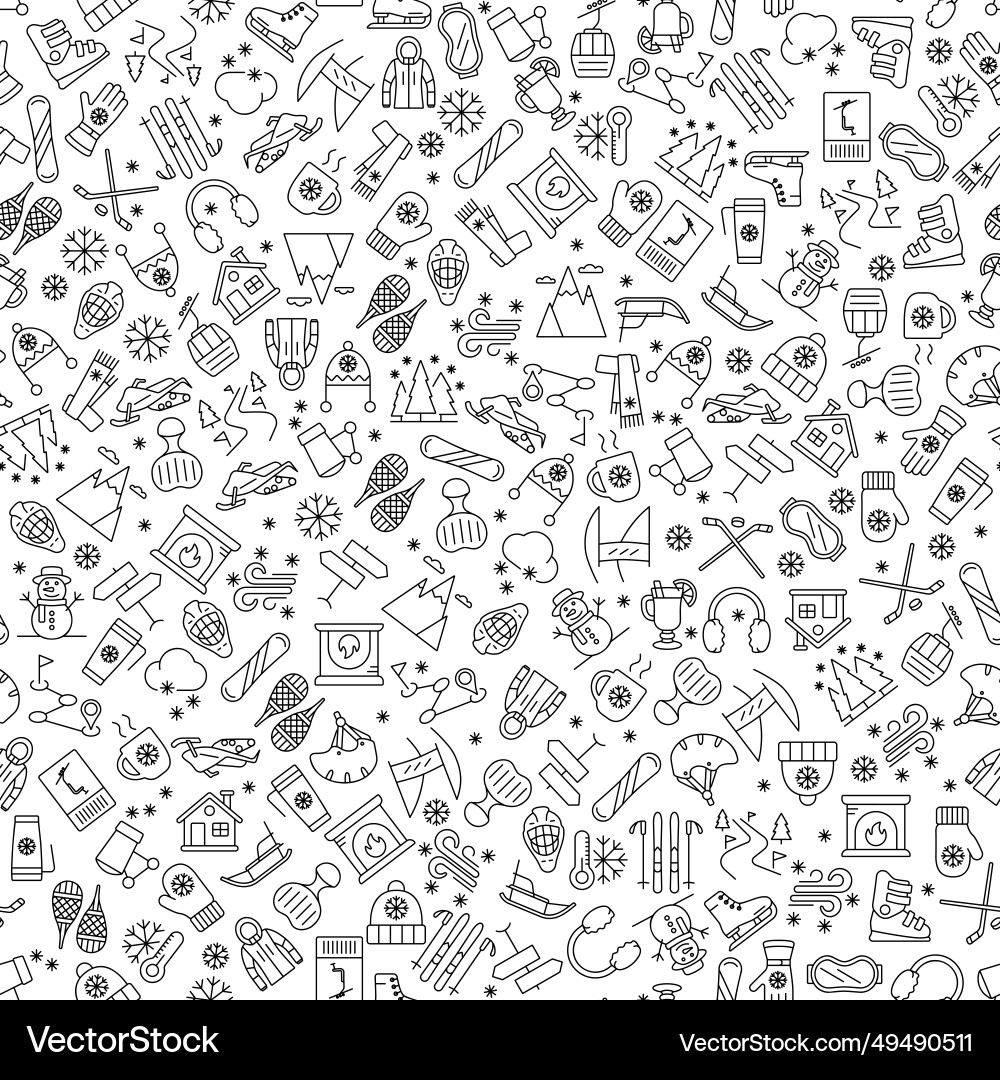 Winter active recreation and sports pattern Vector Image