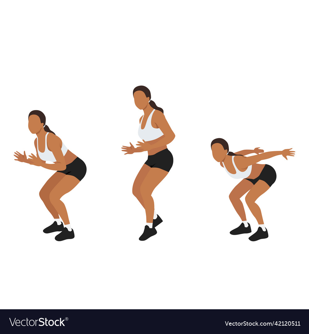Woman doing forward jump shuffle back exercise Vector Image
