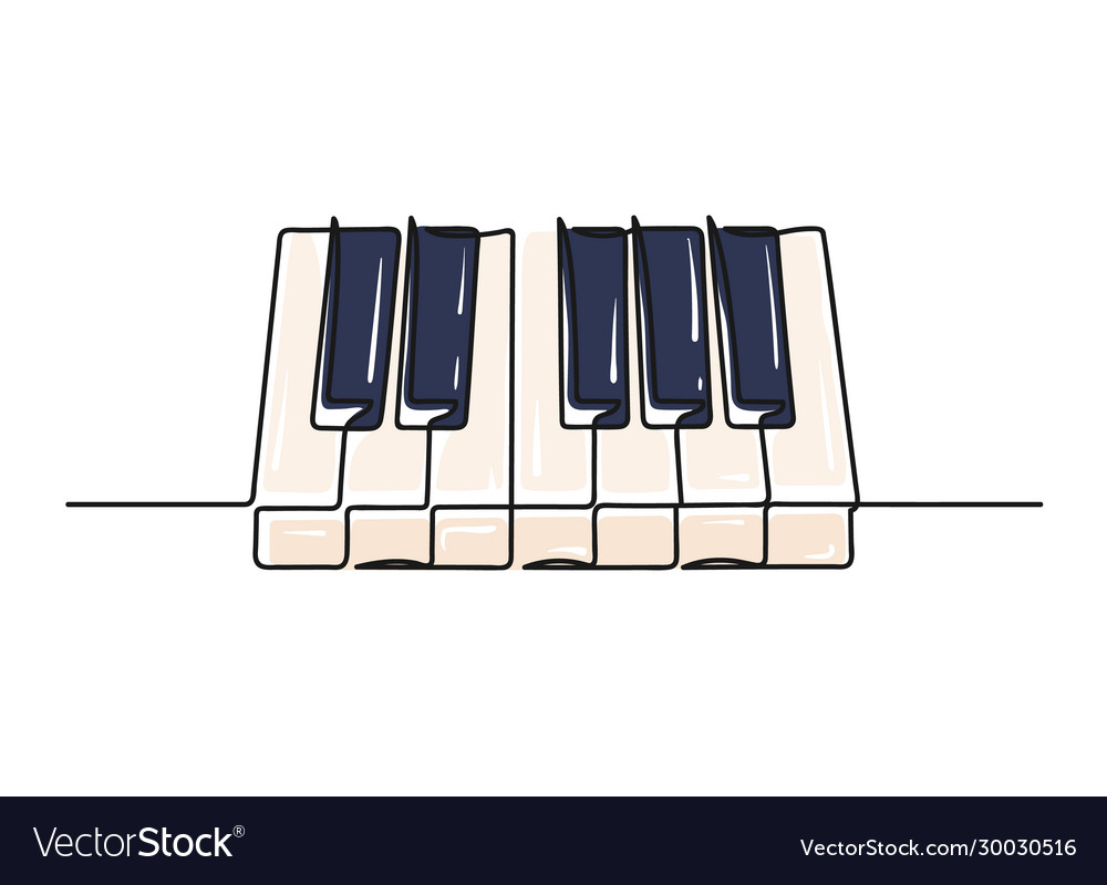 Continuous One Line Drawing A Piano Keyboard Vector Image | Piano Line