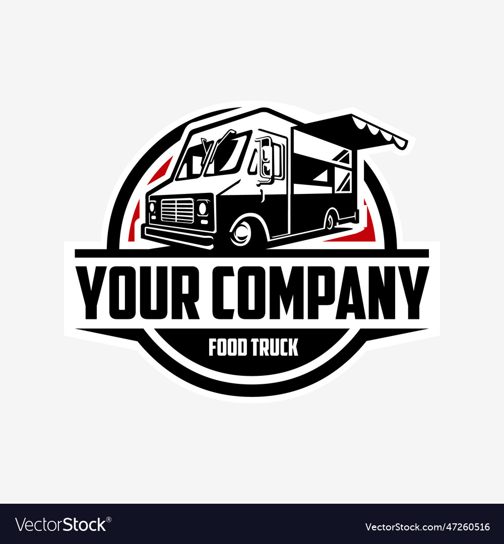 Food truck company circle emblem logo design Vector Image