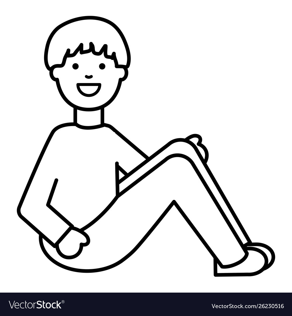 Happy young man seated character Royalty Free Vector Image