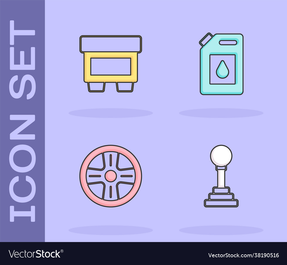 Set gear shifter fuse alloy wheel and canister Vector Image