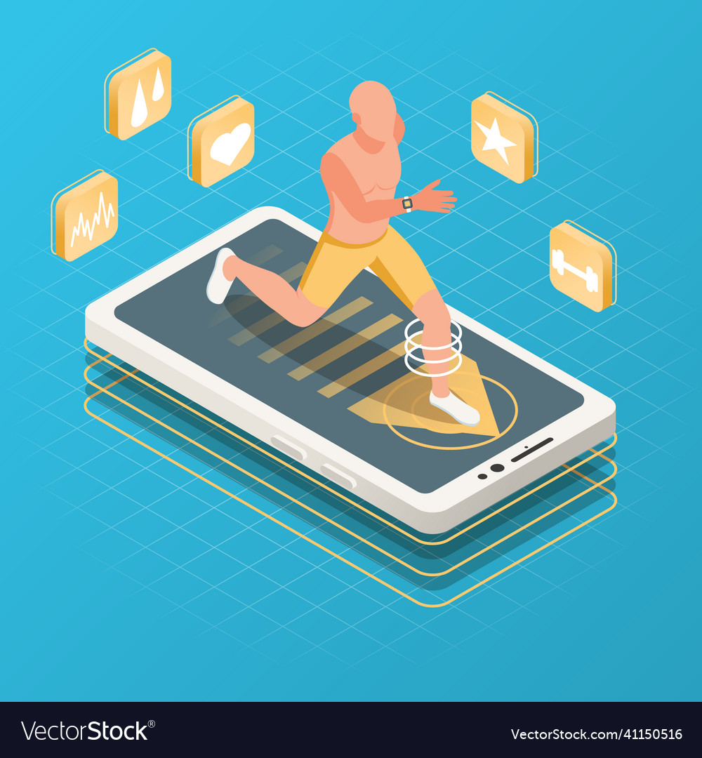 Smartphone running athlete composition Royalty Free Vector