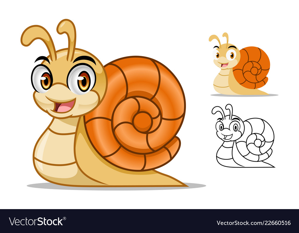 Snail cartoon character mascot design Royalty Free Vector