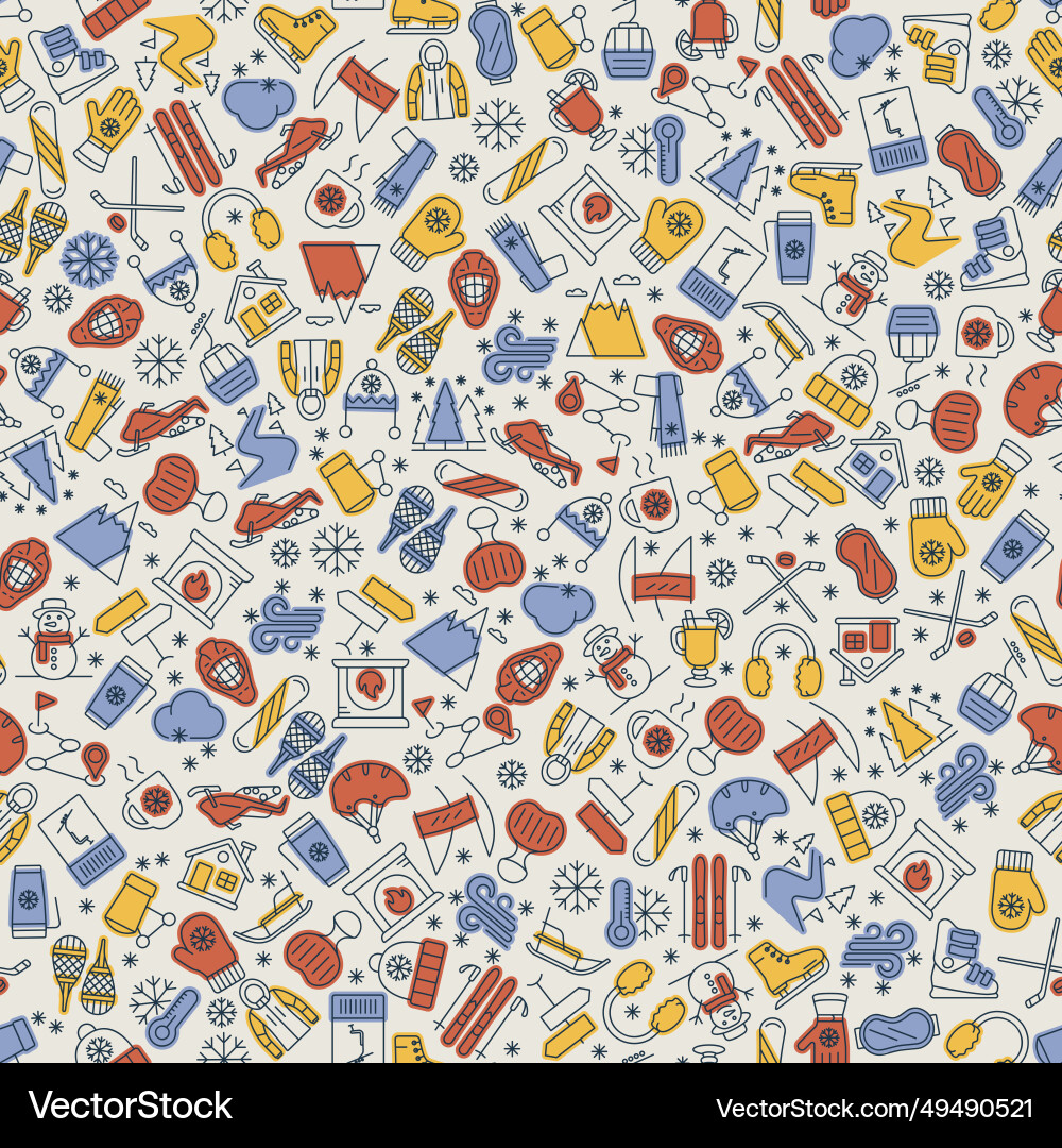 Winter active recreation and sports pattern Vector Image