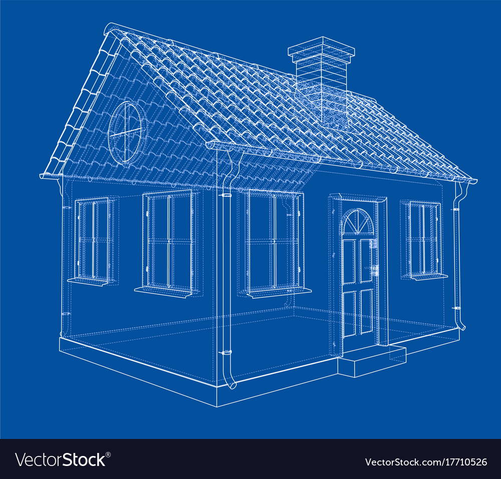 A small house with shingles roof Royalty Free Vector Image