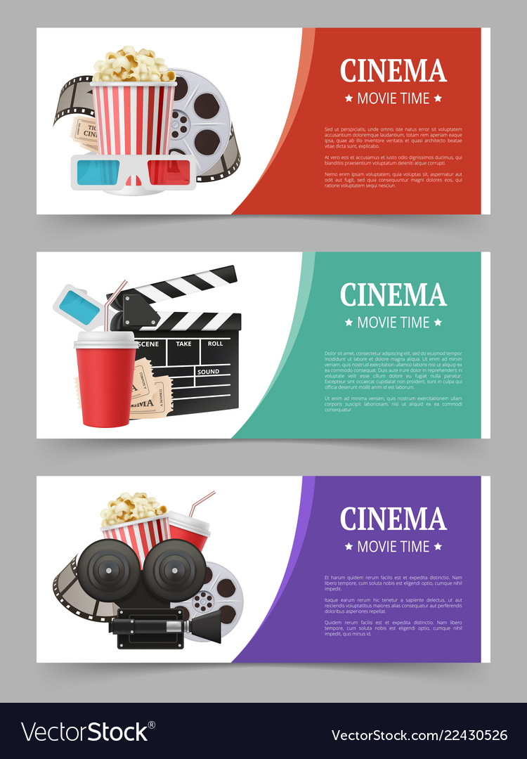 Cinema banners template movie flyer with film Vector Image