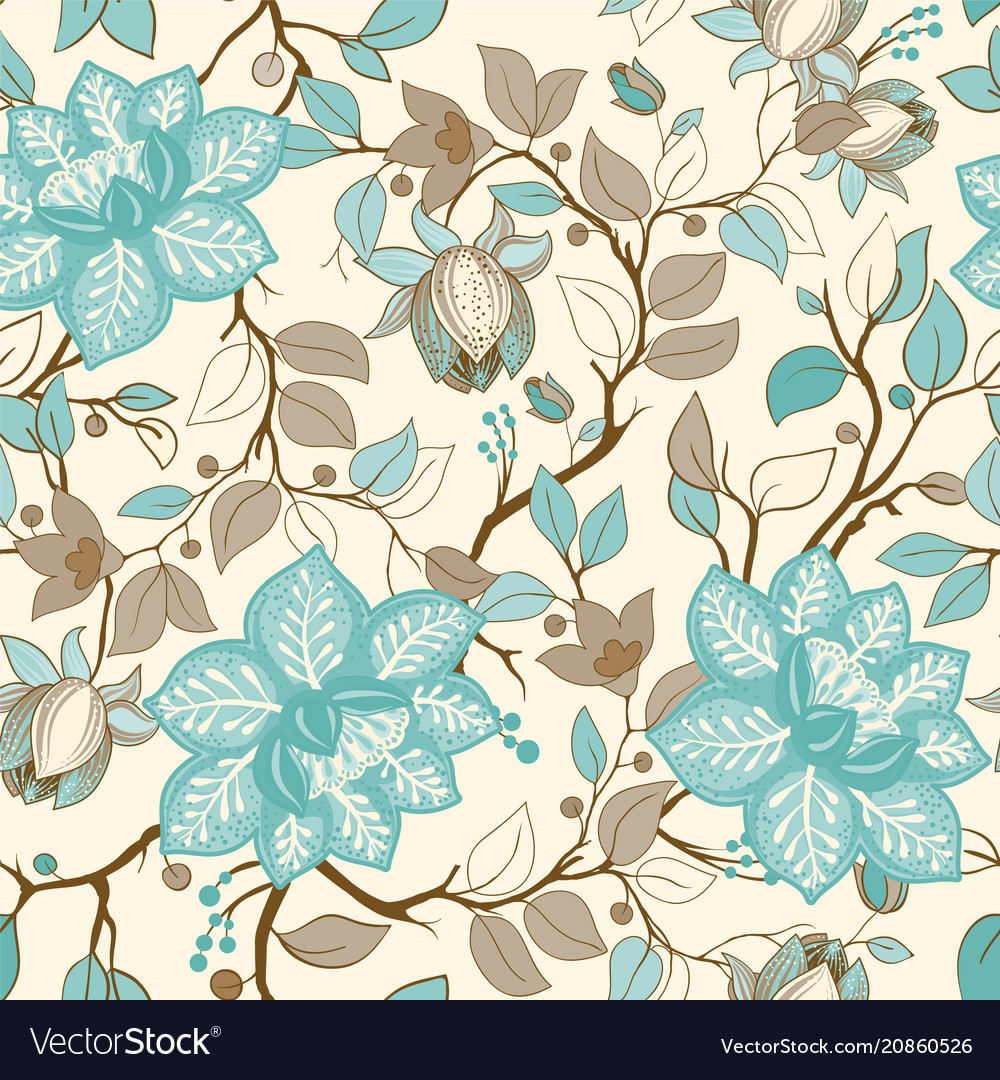Colorful floral pattern wallpaper with big Vector Image