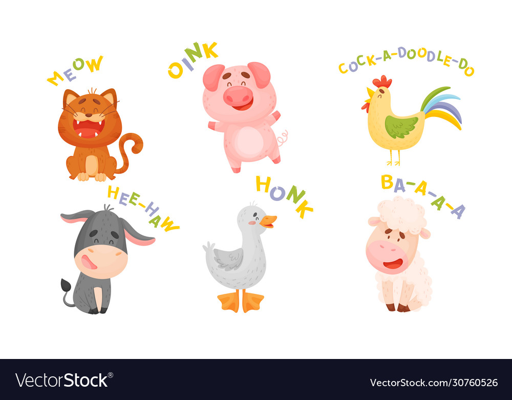 Cute cartoon animal making sounds Royalty Free Vector Image