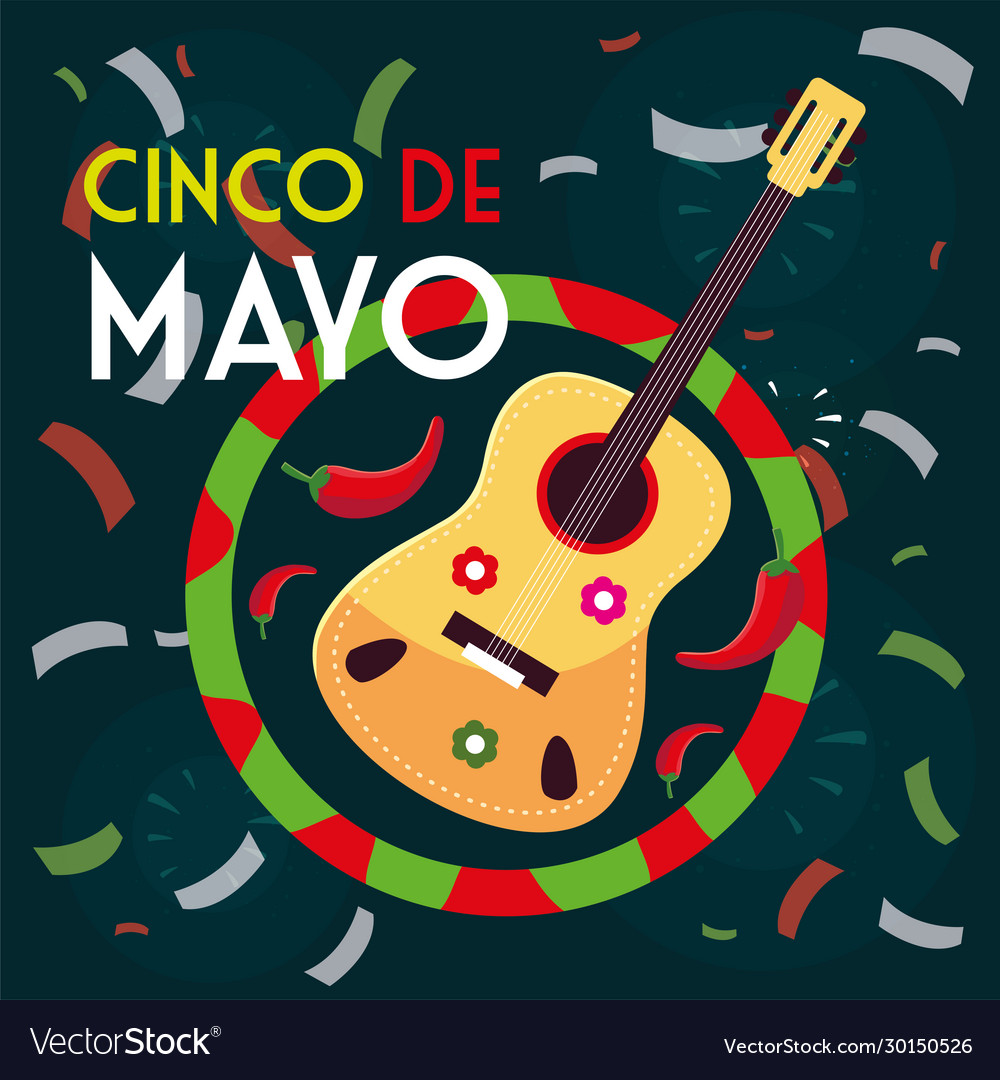 Holiday cinco de mayo with guitar Royalty Free Vector Image