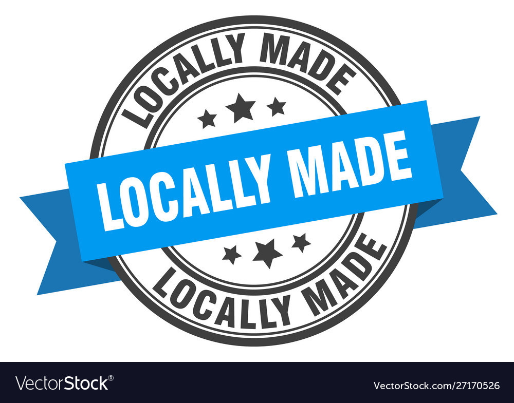 Locally made label blue band sign Royalty Free Vector Image