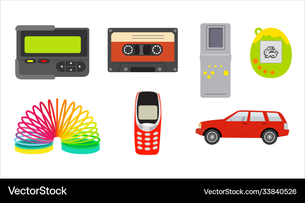Retro elements collection 90s Royalty Free Vector Image
