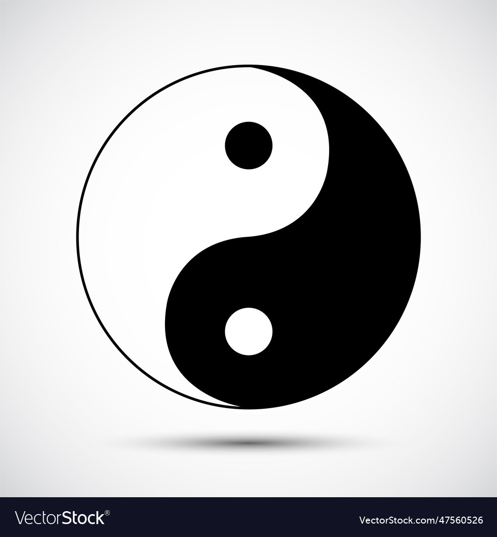 Yin yang black icon symbol sign isolate on white Vector Image