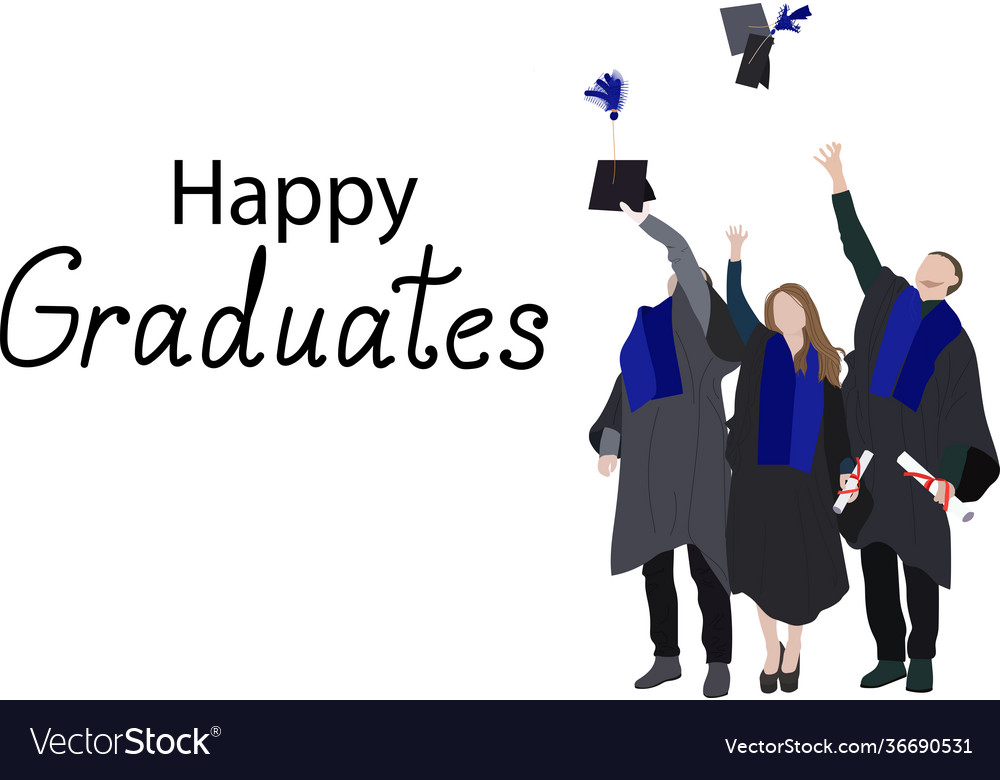 A Group Happy Graduates In An Academic Gown Vector Image A Group Happy Graduates In An Academic Gown Vector Image