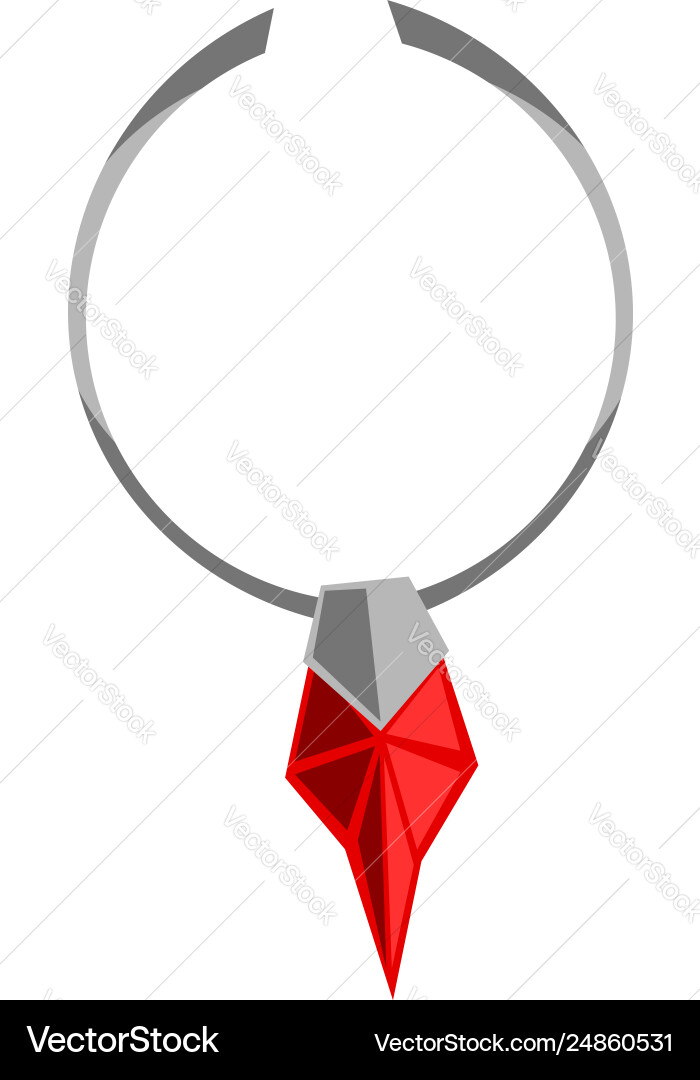A stylist silver necklace with beautiful ruby Vector Image