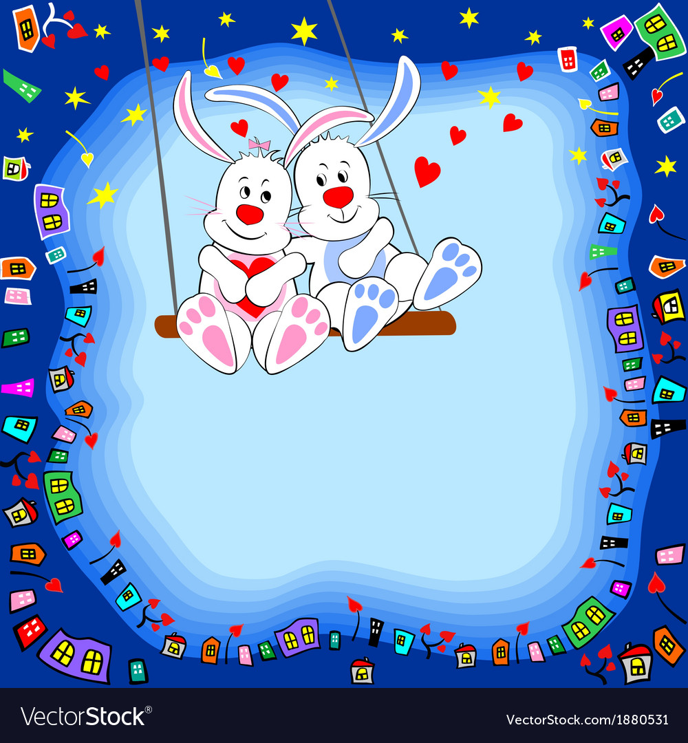Rabbits on a swing Royalty Free Vector Image VectorStock