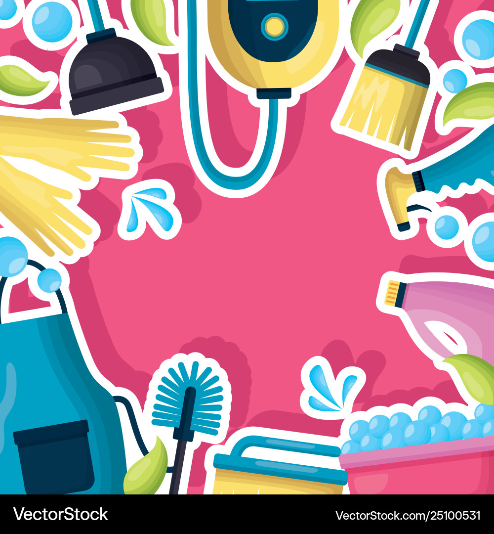 Spring cleaning tools Royalty Free Vector Image