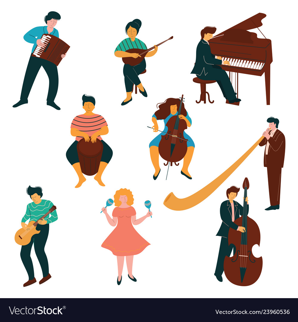 Male and female musicians characters set people Vector Image