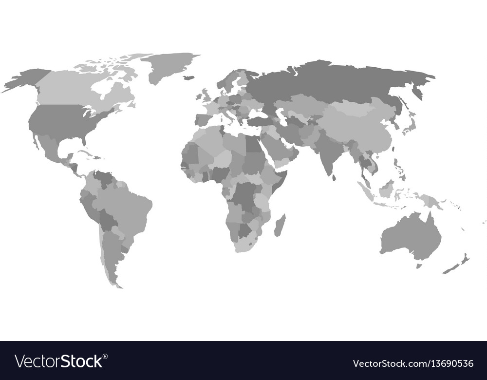 Political map of the world in shades of grey Vector Image