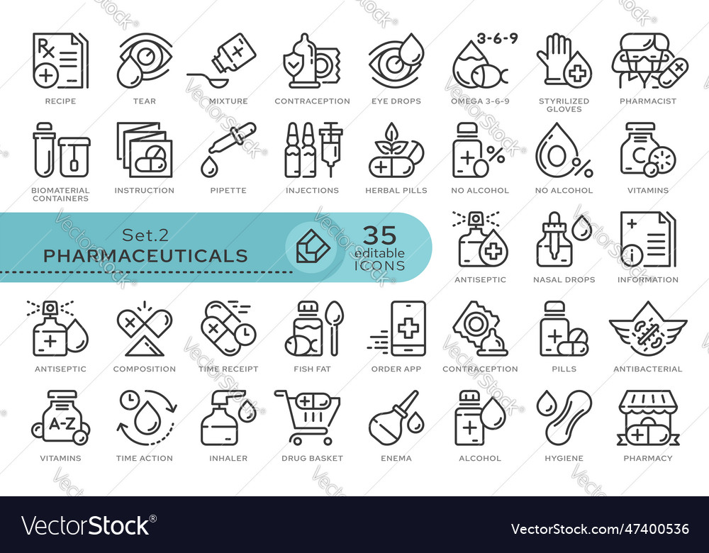 Set icons farmacy 02 Royalty Free Vector Image