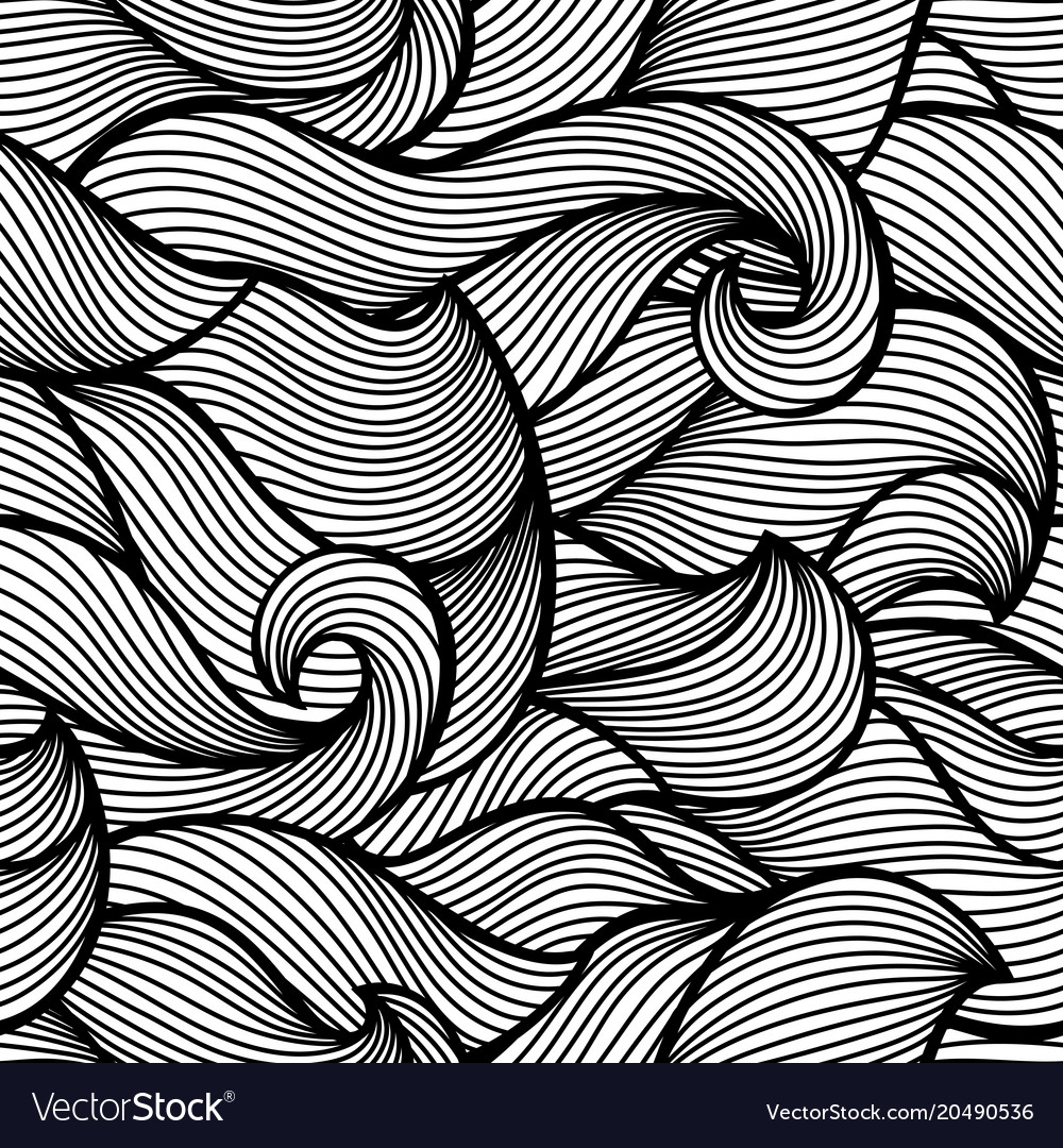 Wavy curled seamless pattern abstract outline Vector Image