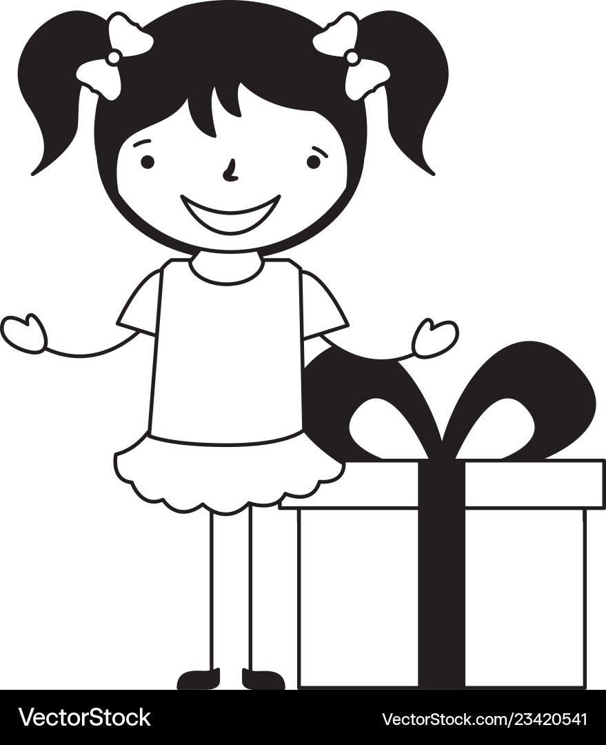 Happy girl with gift box Royalty Free Vector Image