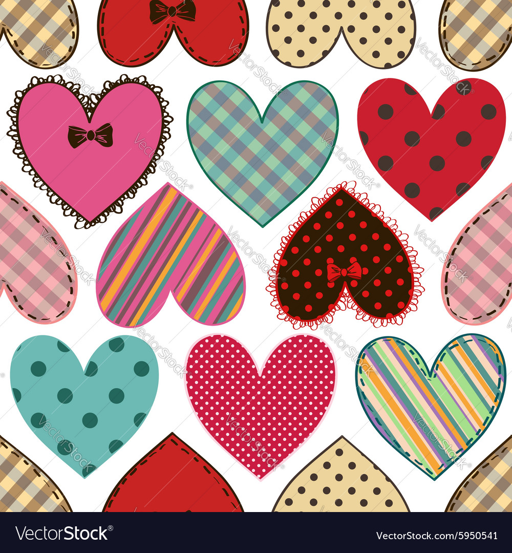 Seamless pattern scrapbook hearts Royalty Free Vector Image