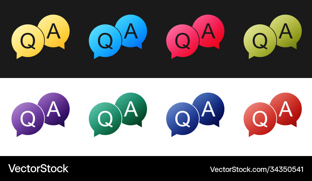 Set question and answer mark in speech bubble icon