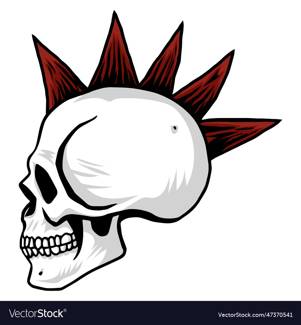 Skull punk head Royalty Free Vector Image - VectorStock